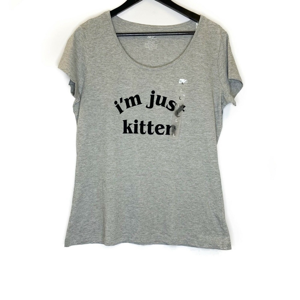 Soft Sensations Tee I'm Just Kitten T-Shirt Short Sleeve Gray Color Size L